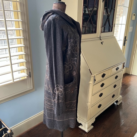 Johnny Was Brown Embroidered Knit Jacket - Picture 3 of 6